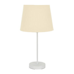Valuelights Charles White Table Lamp With A Beige Tapered Shade And Bulb - thumbnail 2