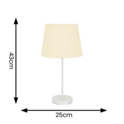 Valuelights Charles White Table Lamp With A Beige Tapered Shade And Bulb - thumbnail 8