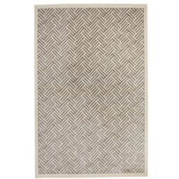 Light Grey Ivory Modern Chequered Geometric Easy To Clean Dining Room Bedroom And Living Room Rug-240Cm X 300Cm - thumbnail 8