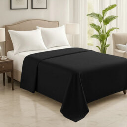 Ameha 100% Egyptian Cotton Black Flat Sheet Luxurious Bedding Hypoallergenic & Skin-Friendly Durable King 270 X 298 Cm - thumbnail 2