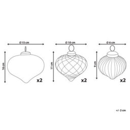 Beliani Set Of 6 Baubles Astrale Glass Pink - thumbnail 3