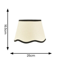 Valuelights Dutton Natural Fabric Black Trim Scallop Edge Ceiling Floor Table Small Lamp Shade (D)25Cm - thumbnail 4