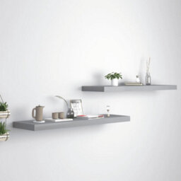 Vidaxl Floating Wall Shelves 2 Pcs Grey 90X23.5X3.8 Cm Mdf - thumbnail 1