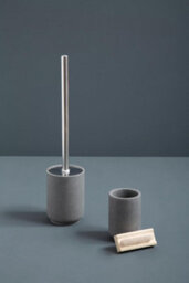Orsina Grey Toilet Brush With Ridged Holder, Polyresin Toilet Brush, Modern Lavatory Brush For Toilet Cleaning - thumbnail 4