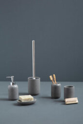 Orsina Grey Toilet Brush With Ridged Holder, Polyresin Toilet Brush, Modern Lavatory Brush For Toilet Cleaning - thumbnail 3