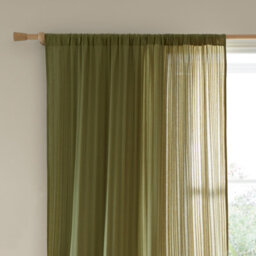 Pineapple Elephant Zofia Broderie Cotton Anglaise 55X90 Inch Tab Top Voile Curtain Panel Olive Green - thumbnail 2