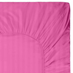 Ameha Stripe Fitted Sheet 40 Cm Deep Pocket- Hypoallergenic Easy Care Pink Bed Sheets Uk Single Bedsheet(90X190Cm) - thumbnail 5
