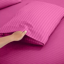 Ameha Stripe Fitted Sheet 40 Cm Deep Pocket- Hypoallergenic Easy Care Pink Bed Sheets Uk Single Bedsheet(90X190Cm) - thumbnail 6