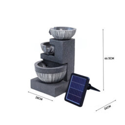 Breeins 3-Layer Bowl-Shaped Solar Powered Cascading Water Feature  Garden Layered Led Fountain Outdoor Ornament Statue Fountain - thumbnail 9