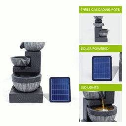 Breeins 3-Layer Bowl-Shaped Solar Powered Cascading Water Feature  Garden Layered Led Fountain Outdoor Ornament Statue Fountain - thumbnail 6
