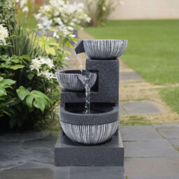 Breeins 3-Layer Bowl-Shaped Solar Powered Cascading Water Feature  Garden Layered Led Fountain Outdoor Ornament Statue Fountain - thumbnail 2