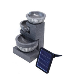 Breeins 3-Layer Bowl-Shaped Solar Powered Cascading Water Feature  Garden Layered Led Fountain Outdoor Ornament Statue Fountain - thumbnail 4