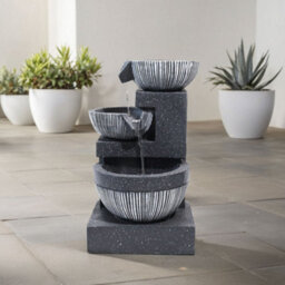 Breeins 3-Layer Bowl-Shaped Solar Powered Cascading Water Feature  Garden Layered Led Fountain Outdoor Ornament Statue Fountain - thumbnail 1