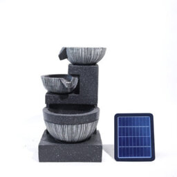 Breeins 3-Layer Bowl-Shaped Solar Powered Cascading Water Feature  Garden Layered Led Fountain Outdoor Ornament Statue Fountain - thumbnail 3