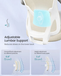 LEDREM Ergonomic Office Chair, Computer Desk Chair, Adjustable Lumbar Support And Headrest, 150 Kg Weight Capacity - thumbnail 5