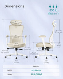 LEDREM Ergonomic Office Chair, Computer Desk Chair, Adjustable Lumbar Support And Headrest, 150 Kg Weight Capacity - thumbnail 3