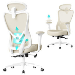 LEDREM Ergonomic Office Chair, Computer Desk Chair, Adjustable Lumbar Support And Headrest, 150 Kg Weight Capacity - thumbnail 2