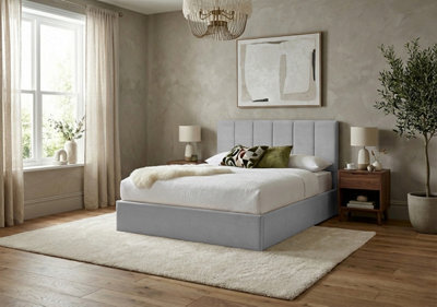Adore Designs Stafford Plush Velvet Ottoman Sleigh Bed - 6Ft Super King - Silver - image 1