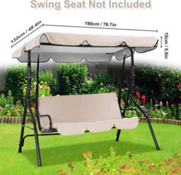 Sunshade Canopy For Garden Swing, 195X125Cm Universal Outdoor Swing Replacement Fabric - - thumbnail 2