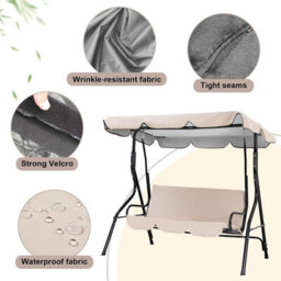 Sunshade Canopy For Garden Swing, 195X125Cm Universal Outdoor Swing Replacement Fabric - - thumbnail 3