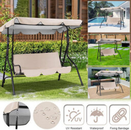 Sunshade Canopy For Garden Swing, 195X125Cm Universal Outdoor Swing Replacement Fabric - - thumbnail 4