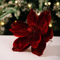 Amorly 26Cm Christmas Artificial Glitter Poinsettia Flowers, Red Xmas Flowers Wedding Christmas Tree Decorations New Year Ornaments - thumbnail 1