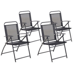 Beliani Set Of 4 Garden Chairs Livo Metal Black - thumbnail 1