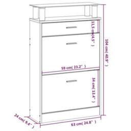 Berkfield Shoe Cabinet Brown Oak 63X24X104 Cm Engineered Wood - thumbnail 9