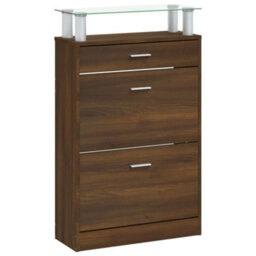 Berkfield Shoe Cabinet Brown Oak 63X24X104 Cm Engineered Wood - thumbnail 5