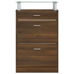 Berkfield Shoe Cabinet Brown Oak 63X24X104 Cm Engineered Wood - thumbnail 6
