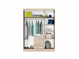 Arte Bali 3-Door Wardrobe - Graphite Matt Finish With Mirror And Sleek Silver Handles - thumbnail 2
