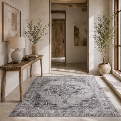 Wyld Haus Vera 290 X 200 Cm Grey Vintage Floral Polyester Rug - Non-Slip, Machine Washable, 0.5 Cm Thick - image 1