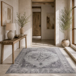 Wyld Haus Vera 290 X 200 Cm Grey Vintage Floral Polyester Rug - Non-Slip, Machine Washable, 0.5 Cm Thick - thumbnail 1