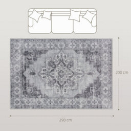 Wyld Haus Vera 290 X 200 Cm Grey Vintage Floral Polyester Rug - Non-Slip, Machine Washable, 0.5 Cm Thick - thumbnail 4