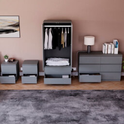 Lassic Vida Designs Glinton 4 Piece Grey Fsc Bedroom Set - (6 Drawer Chest, 2 Door Wardrobe, 2 Drawer Bedside Chest X2) - thumbnail 3