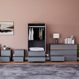 Lassic Vida Designs Glinton 4 Piece Grey Fsc Bedroom Set - (6 Drawer Chest, 2 Door Wardrobe, 2 Drawer Bedside Chest X2) - thumbnail 2