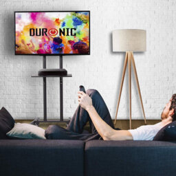 "Duronic Tvs5T1 Tv Stand And Tilting Monitor Bracket, Wheeled Trolley Mount With Vesa 600X400 For Flat Screen Television 32-70""" - thumbnail 6