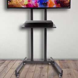 "Duronic Tvs5T1 Tv Stand And Tilting Monitor Bracket, Wheeled Trolley Mount With Vesa 600X400 For Flat Screen Television 32-70""" - thumbnail 4