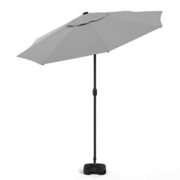 Living And Home 3M Large Garden Led Parasol Outdoor Beach Umbrella With Light Sun Shade Crank Tilt With Square Base, Light Grey - thumbnail 7