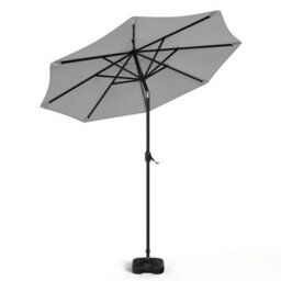 Living And Home 3M Large Garden Led Parasol Outdoor Beach Umbrella With Light Sun Shade Crank Tilt With Square Base, Light Grey - thumbnail 5