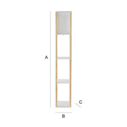 Valuelights Struttura Oak Shelving Unit Floor Lamp With Fabric Shade And Bulb - thumbnail 9