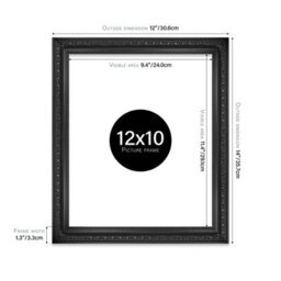 12X10 Black Ornate Picture Frame (30.5 X 25.4Cm) Poster, Photo, Artwork, Gallery Wall Or Print - thumbnail 2