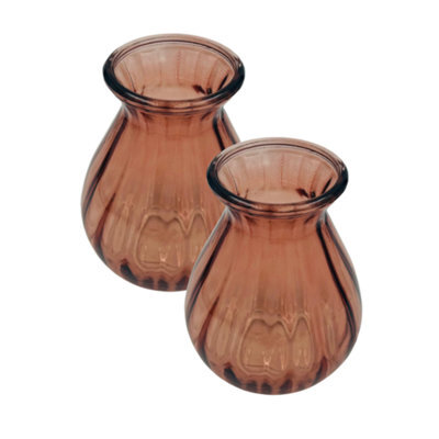 Pale Glass Medium Flute Vase Set Of 2 - Vintage Rose - image 1