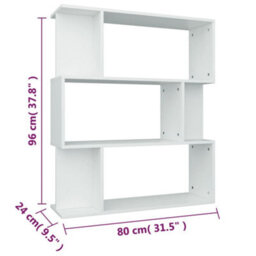 Berkfield Book Cabinet/room Divider White 80X24X96 Cm Engineered Wood - thumbnail 8