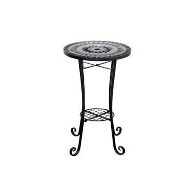 Shatchi Medina Mosaic Plant Stand Side Table With Ceramic Tile Top For Indoor And Outdoor Use - image 1