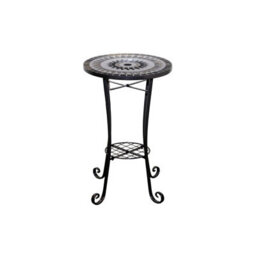 Shatchi Medina Mosaic Plant Stand Side Table With Ceramic Tile Top For Indoor And Outdoor Use - thumbnail 1
