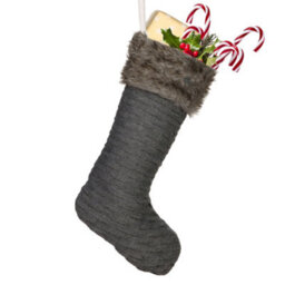 Dibor Nordic Sweater Knit Grey Xmas Christmas Gift Bag Christmas Stocking For Kids - thumbnail 2