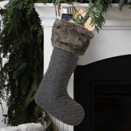 Dibor Nordic Sweater Knit Grey Xmas Christmas Gift Bag Christmas Stocking For Kids - thumbnail 1