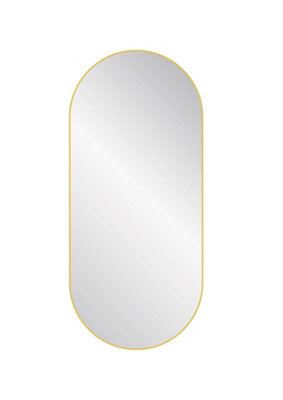 Nielsen Anderson Oval Pill Shaped Metal Large Wall Mirror, Gold, 80 X 40Cm - image 1