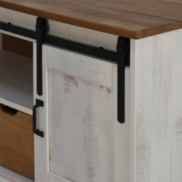 Berkfield Tv Cabinet Halden With Sliding Door White 110X40X60 Cm Solid Wood - thumbnail 8